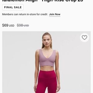 lululemon athletica High-Rise Crop Leggings - Pink and Red